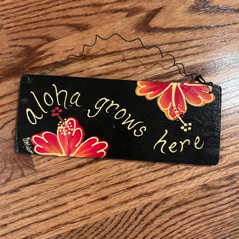 Aloha Black and Red Floral Home  Sign- new!